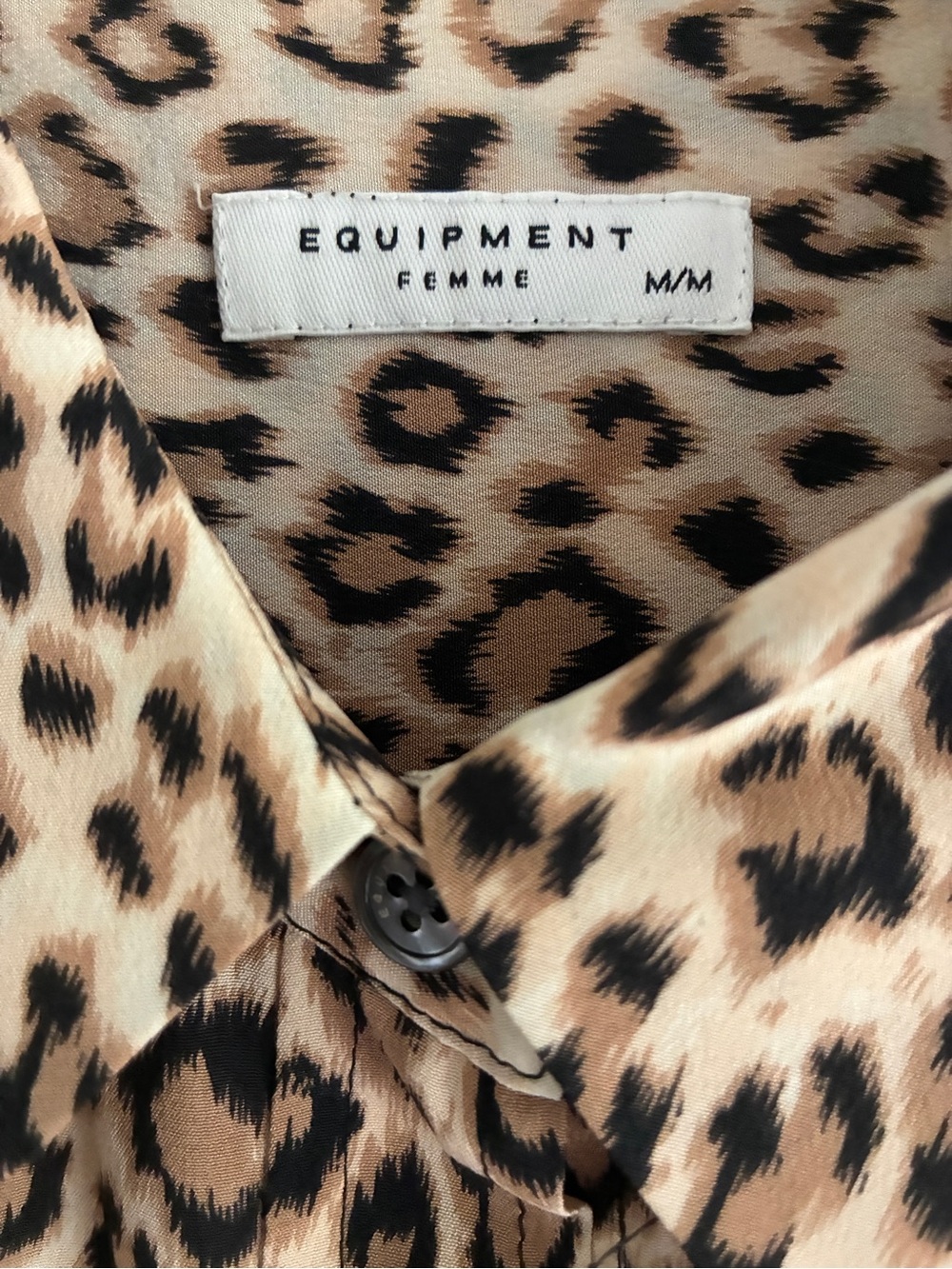 Equipment Femme Lucinda Silk Leopard Print Safari Shift Mini Dress M - Picture 8 of 9